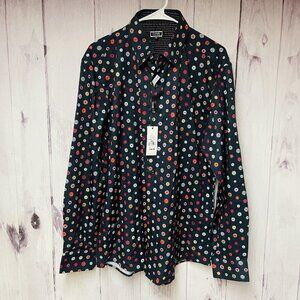 Portabella Button Up Shirt Men's Size 2XL Long Sleeve Black Modern Fit